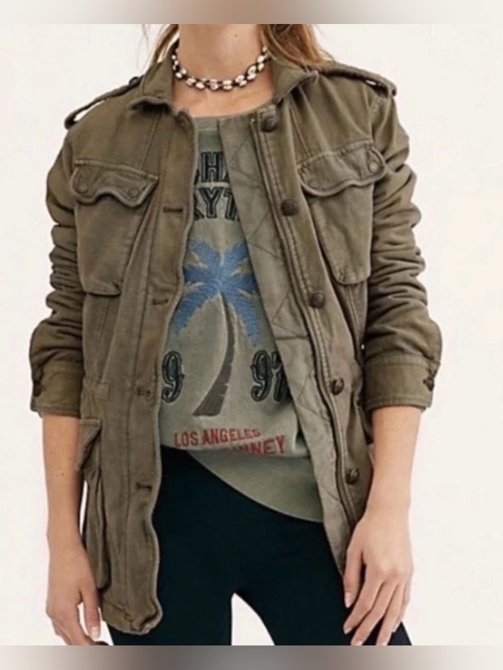 Free People Not Your Brother’s Surplus Jacket Women's Olive Military Utility S
